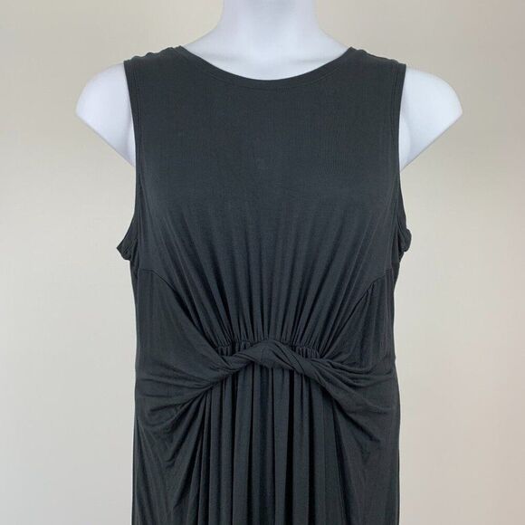 Maurices 24/7 Tank Dress sz 1X Sleeveless Midi Casual Black Twist Front New NWT - Picture 2 of 8